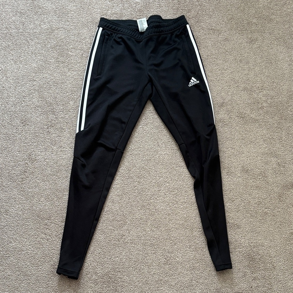 adidas Black Track Joggers with White Stripes